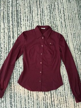 Miu Miu Deep Burgundy Button-Down Shirt